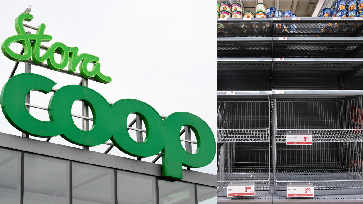 Coop-butiker runt om i landet ber sina kunder om ursäkt för tomma hyllor.